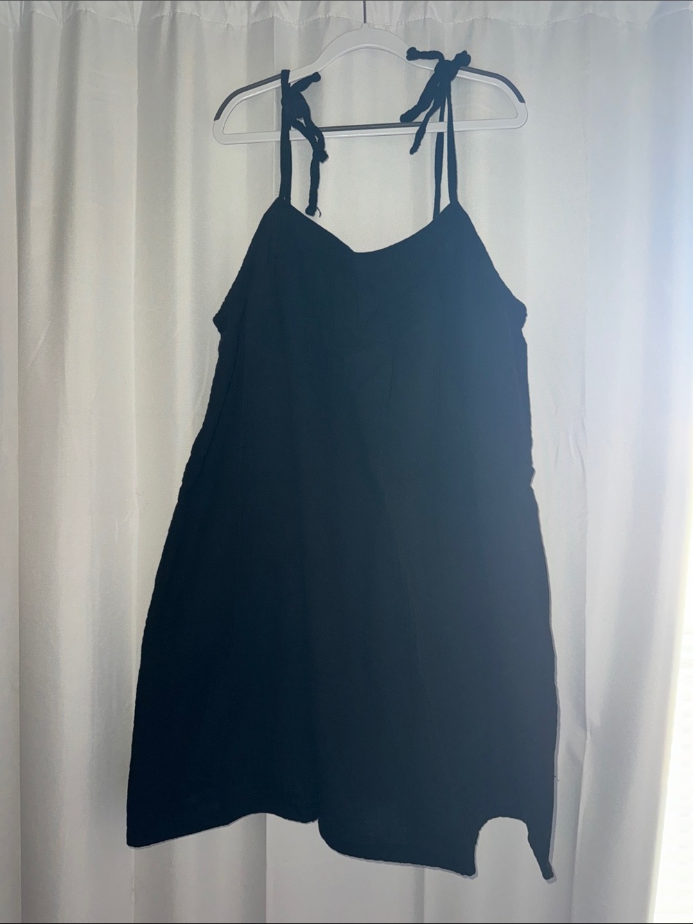 Classic Black Tie-Shoulder Sundress/Coverup